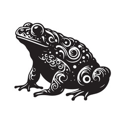 Black Golden Toad Silhouette Vector, High Quality Illustration on White Background