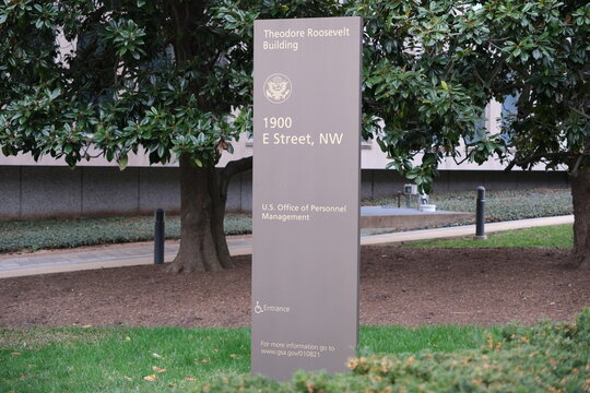 U.S. Office of Personnel Management sign, Washington, DC