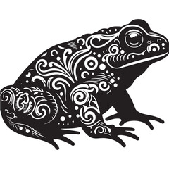 Black Golden Toad Silhouette Vector, High Quality Illustration on White Background