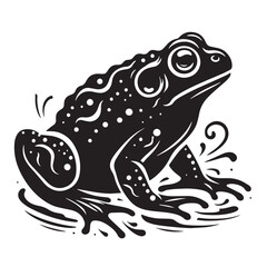 Black Golden Toad Silhouette Vector, High Quality Illustration on White Background