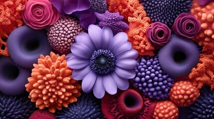 Vibrant Display of Colorful Flowers and Textures in Harmony