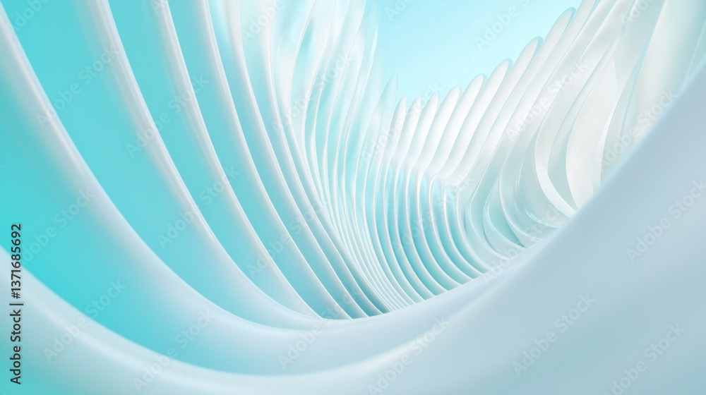Wall mural 3d beautiful geometric wavy curve lines abstract architecture relaxing clean scene. spa salon techno