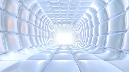 Naklejka premium 3D beautiful geometric wavy curve lines abstract architecture relaxing grid clean scene. spa salon technology fashion style silver white product display show tunnel background