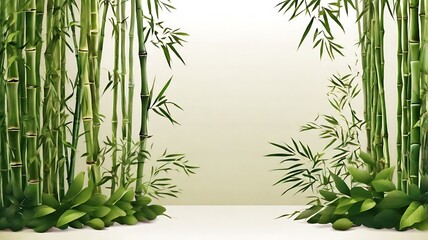 Obraz premium Bamboo green leaves isolated. Floral border element universal use. 