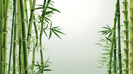 Naklejka premium Bamboo green leaves isolated. Floral border element universal use. Bamboo plant,Isolated on a white background,