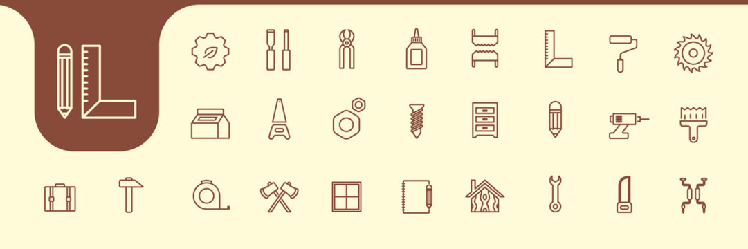Carpenter Icons Vector Illustration &ndash; Carpenter Collection Designs