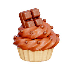 Chocolate Cupcake, Sweet and Desserts, Bakery shop, 3d rendering.
