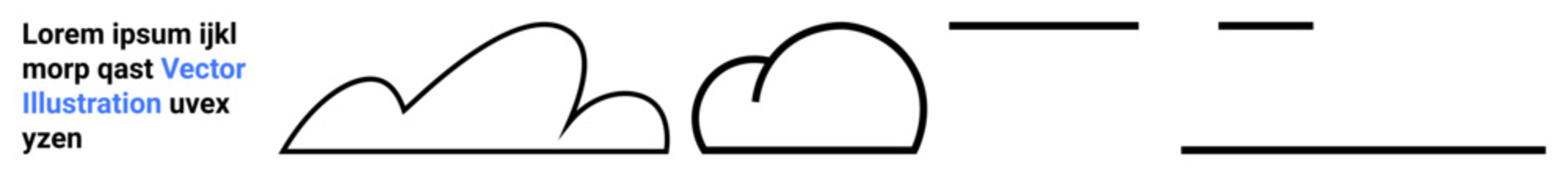 Simple line cloud drawings with horizontal line patterns evoke calm and balance. Ideal for weather, nature, technology, communication, mindfulness, abstract design, simple landing page