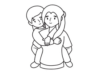 Mother Day Outline Background Illustration