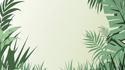 Naklejka premium Lush tropical foliage frame, pastel background, nature design, website banner