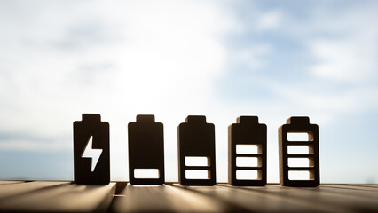 The electric symbol model represents energy and the energy model with different levels from low to high. The concept of energy that exists in nature is an important approach to use clean energy.