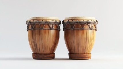 Two conga drums on a white background. Musical instrument representation.