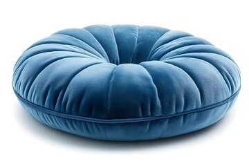 Soft Blue Velvet Cushions Stacked on a White Background for Cozy Home Decor