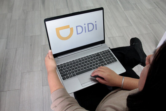 Mexico City, Mexico - Feb 22, 2025: The DiDi app is a smart mobility platform that offers travel services through taxis and private cars