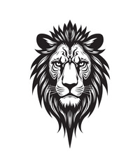 Fierce Lion Head Mascot Logo in Monochrome Style