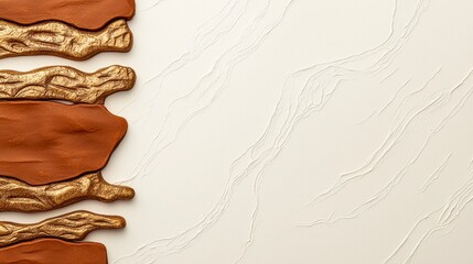 Brown And Gold Rectangular Shapes On Light Beige Background