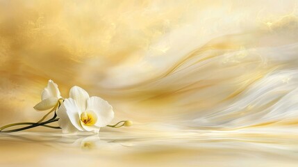 Ethereal Orchid in Morning Mist with Soft Glow and Dreamy Background