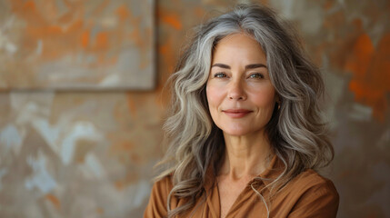 Middle Eastern Woman in Modest Earth-Toned Blouse &ndash; Mother's Day Concept