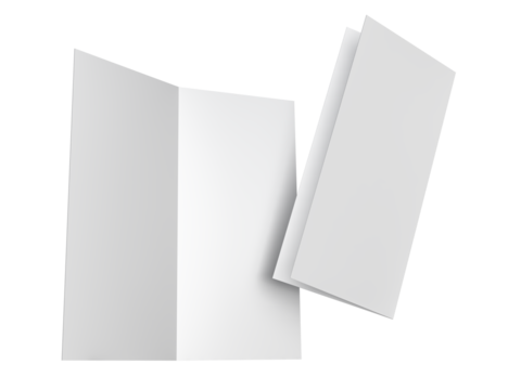 Bi fold, two panel fold, open leaflet mockup template isolated on background. Blank paper template, flyer, wedding invitation, postcard, thank you card, notecards, notepad, greeting card, brochure