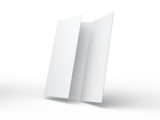 Tri fold, three panel fold, open leaflet mockup template isolated on background. Blank paper template, flyer, wedding invitation, postcard, thank you card, notecards, notepad, greeting card, brochure