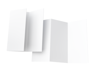 Tri fold, three panel fold, open leaflet mockup template isolated on background. Blank paper template, flyer, wedding invitation, postcard, thank you card, notecards, notepad, greeting card, brochure