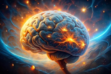 Neural Brain Design - Illuminated Connections in a Cosmic Background