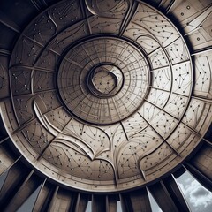 Obraz premium A concave shield like sculpture angled upward to the sky resembl