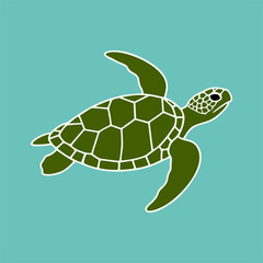 Obraz premium Stylized graphic sea turtle illustration with smooth lines and modern design 