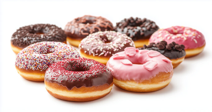 Donut, flying, white background, delicious
