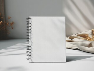 Photorealistic White Spiral Notebook Mockup Blank Template Minimalist Design 3D Rendered Stationery