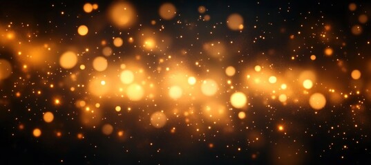 Obraz premium Golden Bokeh Lights on Dark Background for Christmas and Celebrations with Soft Focus and Warm Glow