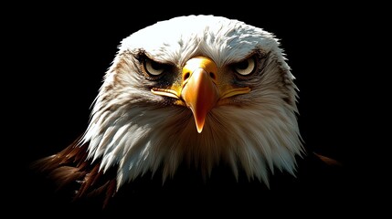 Obraz premium Majestic eagle taking flight north america wildlife photography dark background close-up nature's power