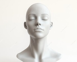 Realistic Black Face Mask Mockup on Mannequin Bust Isolated on White Background