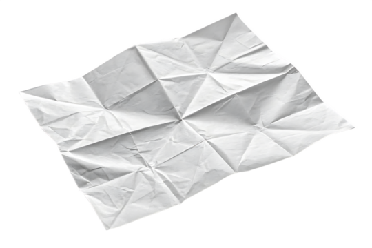 Crumpled White Paper Isolated on Transparent Background – PNG Stock Image