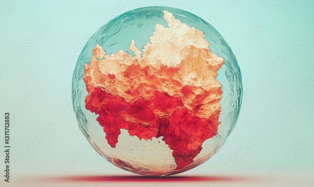 Poster abstract globe with textured surface on subtle background, ideal for environmental concepts