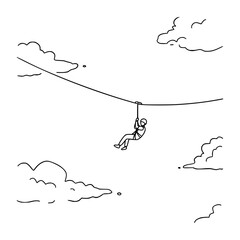 Zip-Lining Pose Line Art: Capture Thrill with Minimalist Lines