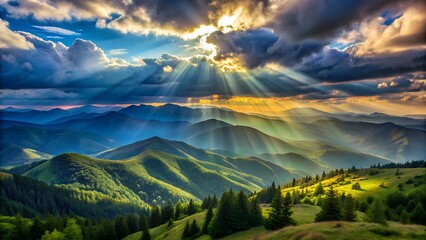Majestic Mountain Landscape at Sunset - Nature's Tranquility