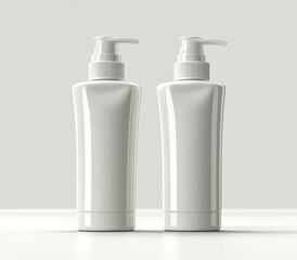 White Pump Bottle for Shampoo Lotion Gel Antiseptic Beauty Product Clean Modern Design Mockup