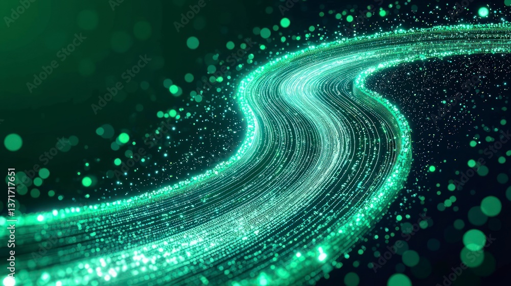 Aufkleber abstract green data stream digital flow technology background futuristic design