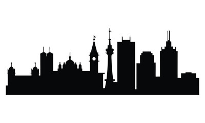 Naklejka premium Hamilton City Skyline Silhouette, Vector, Icon, Logo, White Background.