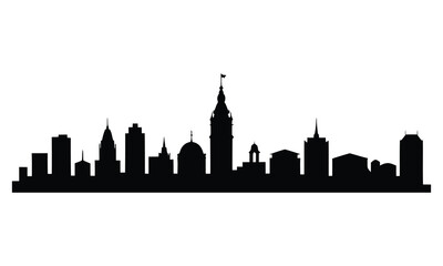 Obraz premium Nice City Skyline Silhouette, Vector, Icon, Logo, White Background.