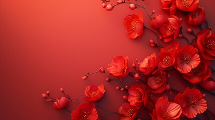 Chinese new year festive background with red decoration