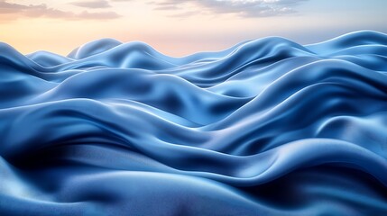 Obraz premium A silky abstract background with a gradient of deep navy and soft sky blue, flowing like ocean waves with smooth, reflective surfaces,