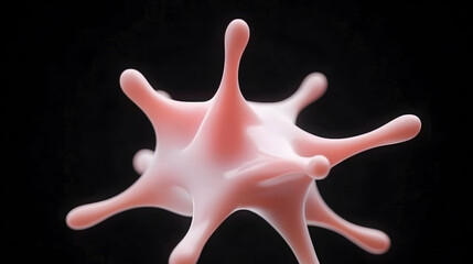 Pink Amorphous Cell Structure on Black Background