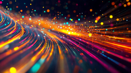 Obraz premium Abstract colorful light streaks and bokeh creating a dynamic and vibrant visual effect display art