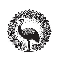 Black King Island Emu Silhouette Vector, High Quality Illustration on White Background