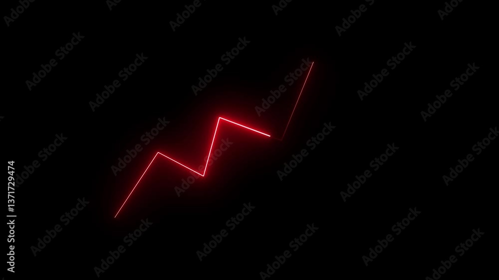 Poster glowing neon business graph video icon 4k animation business person and chart line icons.black backg