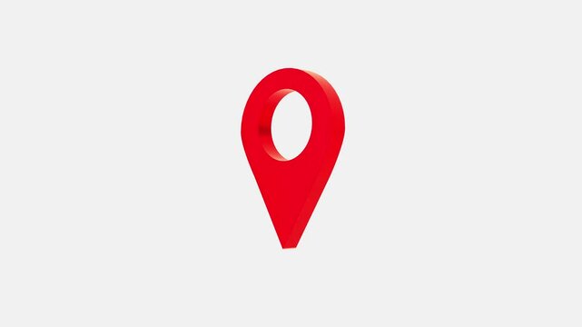 red map location pin bouncing on chroma key background, location icon animation, Location map pin pointer on GPS Map tracker animation, 3d Animation of Red location pin, Location Pin.