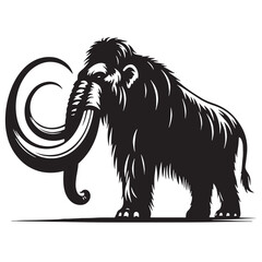 Obraz premium Black Mammoth Silhouette Vector, High Quality Illustration on White Background