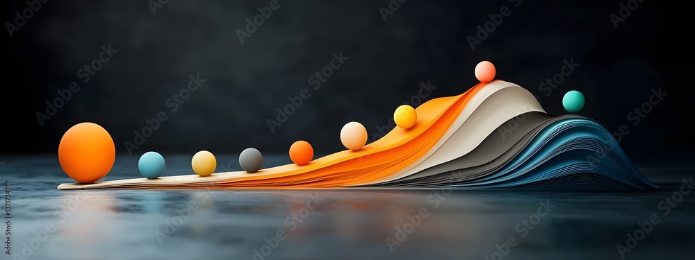 Poster a 3d rendered abstract composition illustrating the dynamic frequency response of materials to diffe